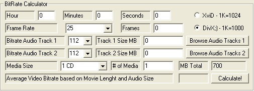 Bitrate Calculator